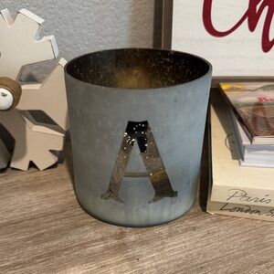 Gray Monogram Candle Holder